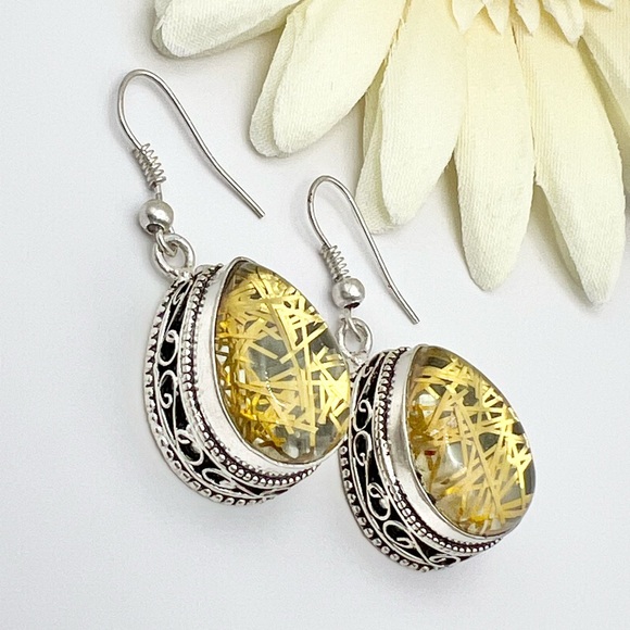 GOLDEN RUTILE EARRINGS - Picture 6 of 12